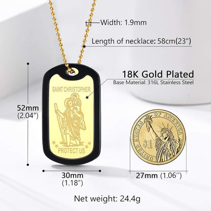 PROSTEEL Stainless Steel Saint Christopher Patron Saint of Travellers Necklace for Men Women