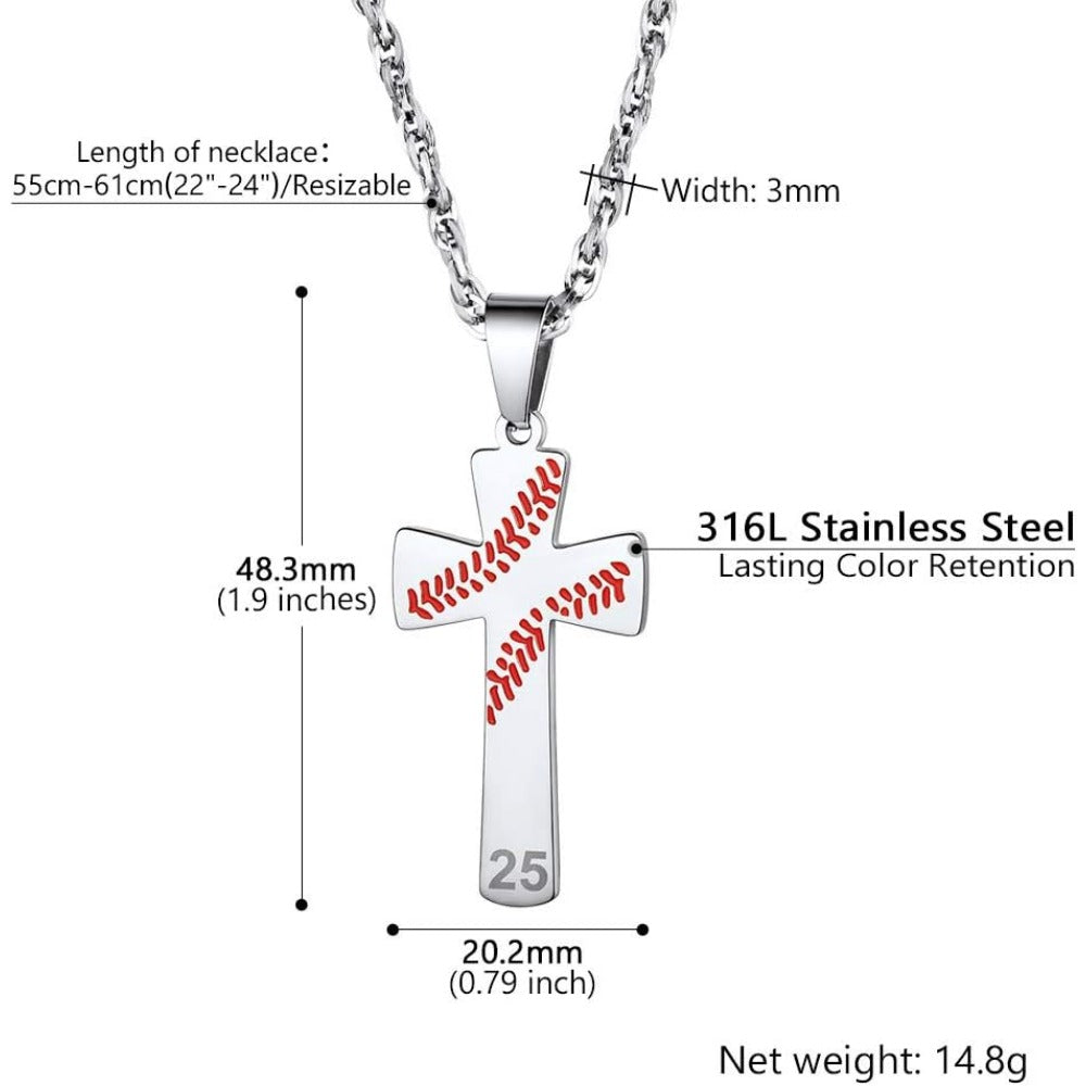 PROSTEEL Baseball Cross Engravable Stainless Steel Softball Pendant Necklaces Sports For Men