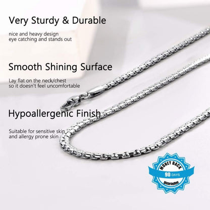 PROSTEEL Stainless Steel Silver/Gold/Black Tone, Nickel-Free, Hypoallergenic Flat Box Chain Necklace