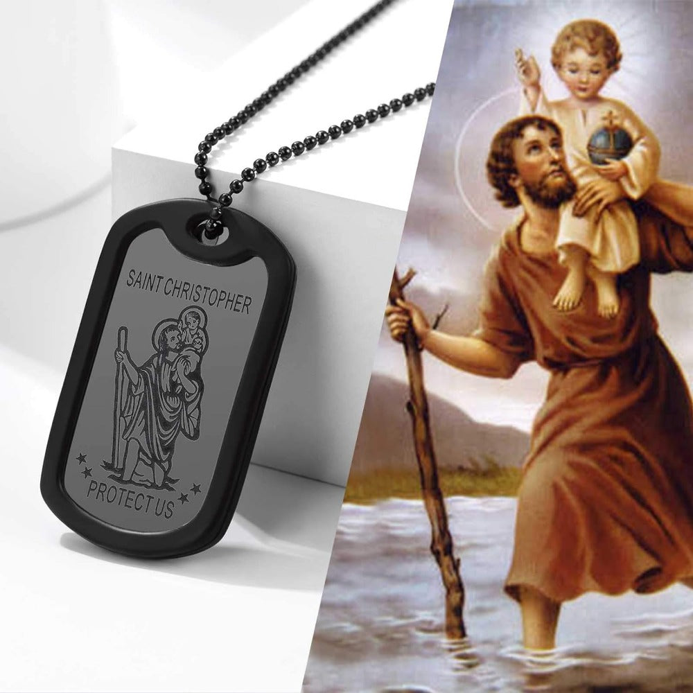 PROSTEEL Stainless Steel Saint Christopher Patron Saint of Travellers Necklace for Men Women