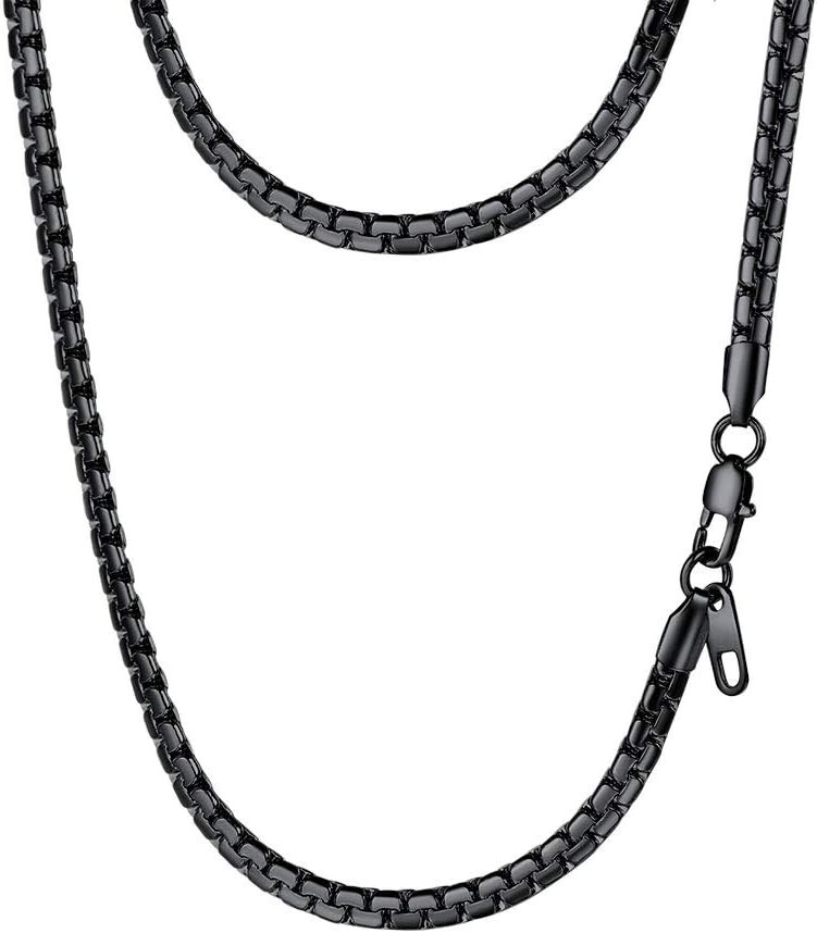 PROSTEEL Stainless Steel Silver/Gold/Black Tone, Nickel-Free, Hypoallergenic Flat Box Chain Necklace