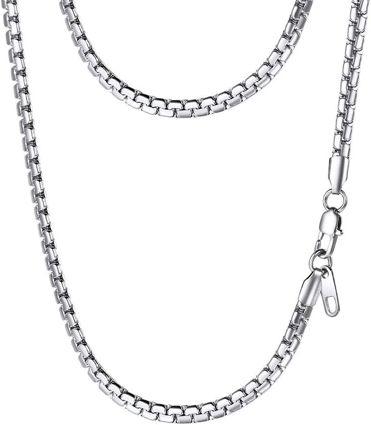 PROSTEEL Stainless Steel Silver/Gold/Black Tone, Nickel-Free, Hypoallergenic Flat Box Chain Necklace