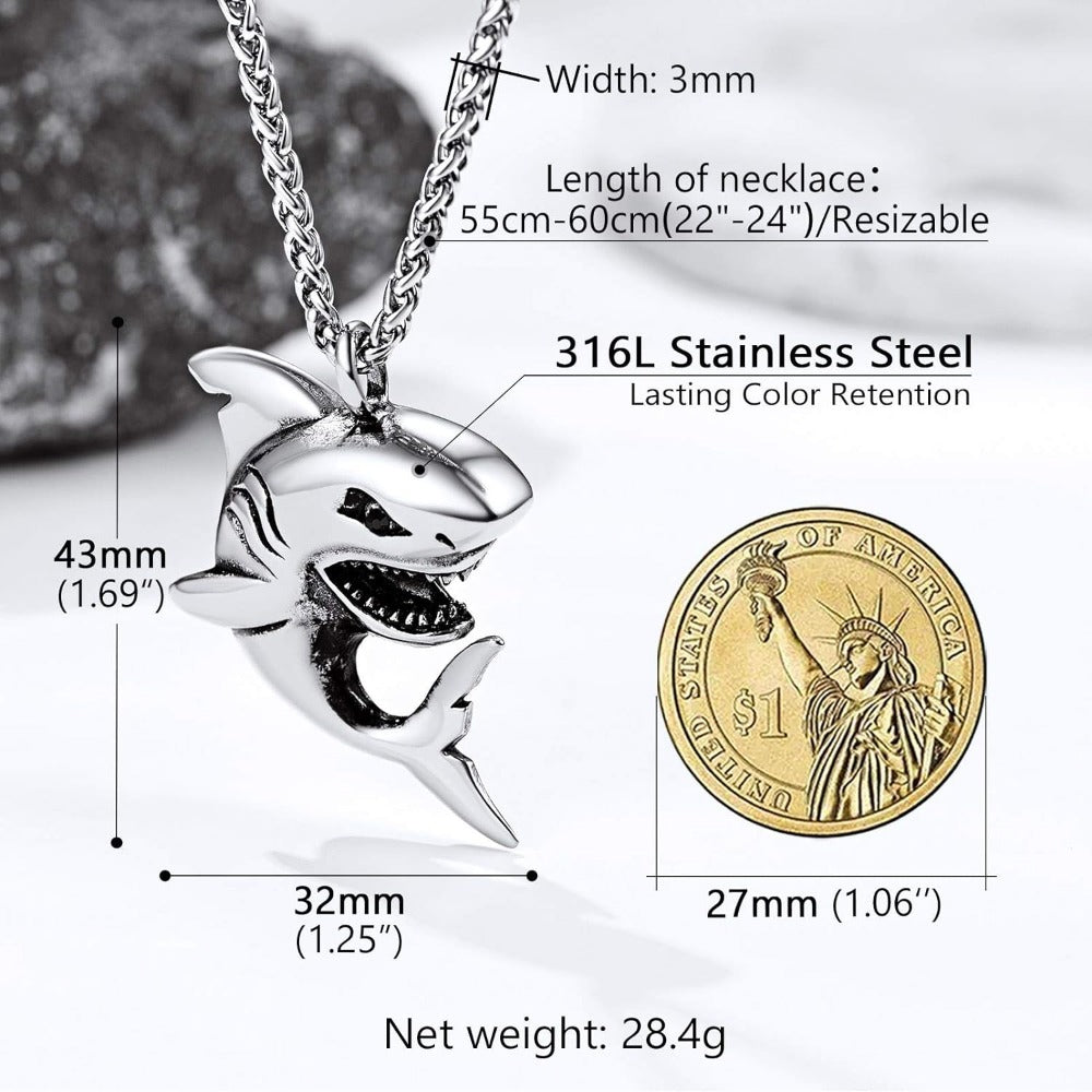 PROSTEEL Stainless Steel Animal Punk Rock Shark Adjustable Necklace for Men Women