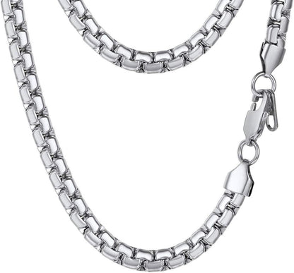 PROSTEEL Stainless Steel Silver/Gold/Black Tone, Nickel-Free, Hypoallergenic Flat Box Chain Necklace