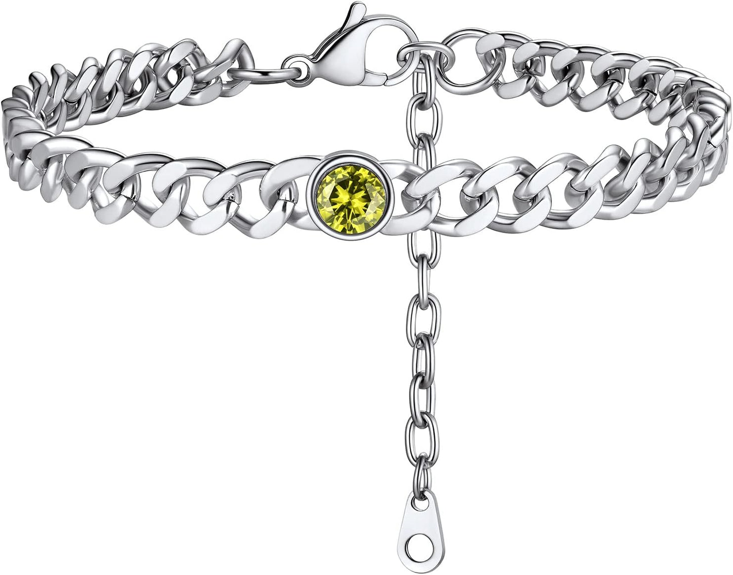 PROSTEEL Birthstone Cuban Links Chain Jan - Dec 12 Months Black/18K Gold Plated Stainless Steel Anklets