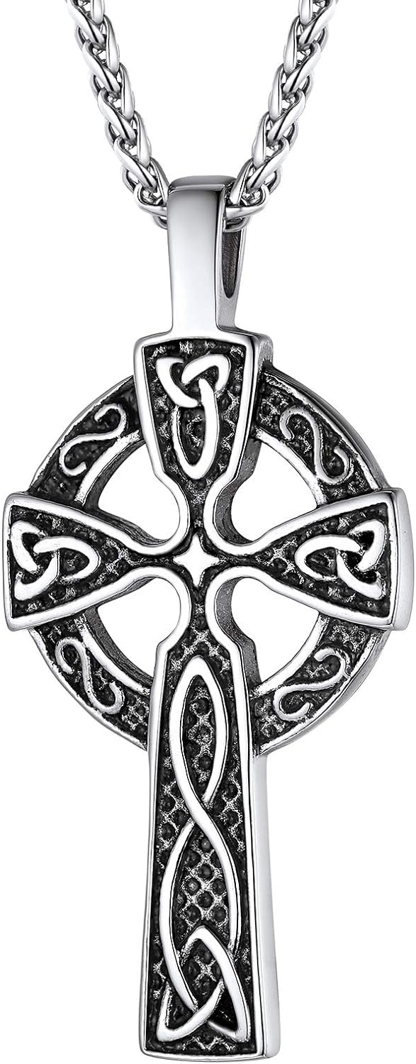 PROSTEEL Stainless Steel Celtic Knot Cross Pendant Necklace For Women Men Viking Jewelry