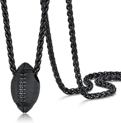 PROSTEEL 316L Stainless Steel 3D Football Cool Necklaces for Men Women Sports Jewelry