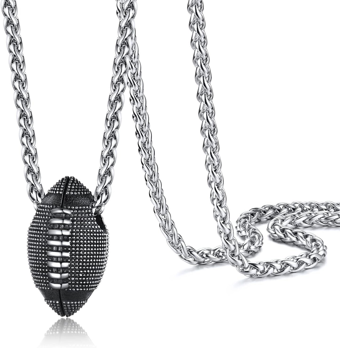 PROSTEEL 316L Stainless Steel 3D Football Cool Necklaces for Men Women Sports Jewelry