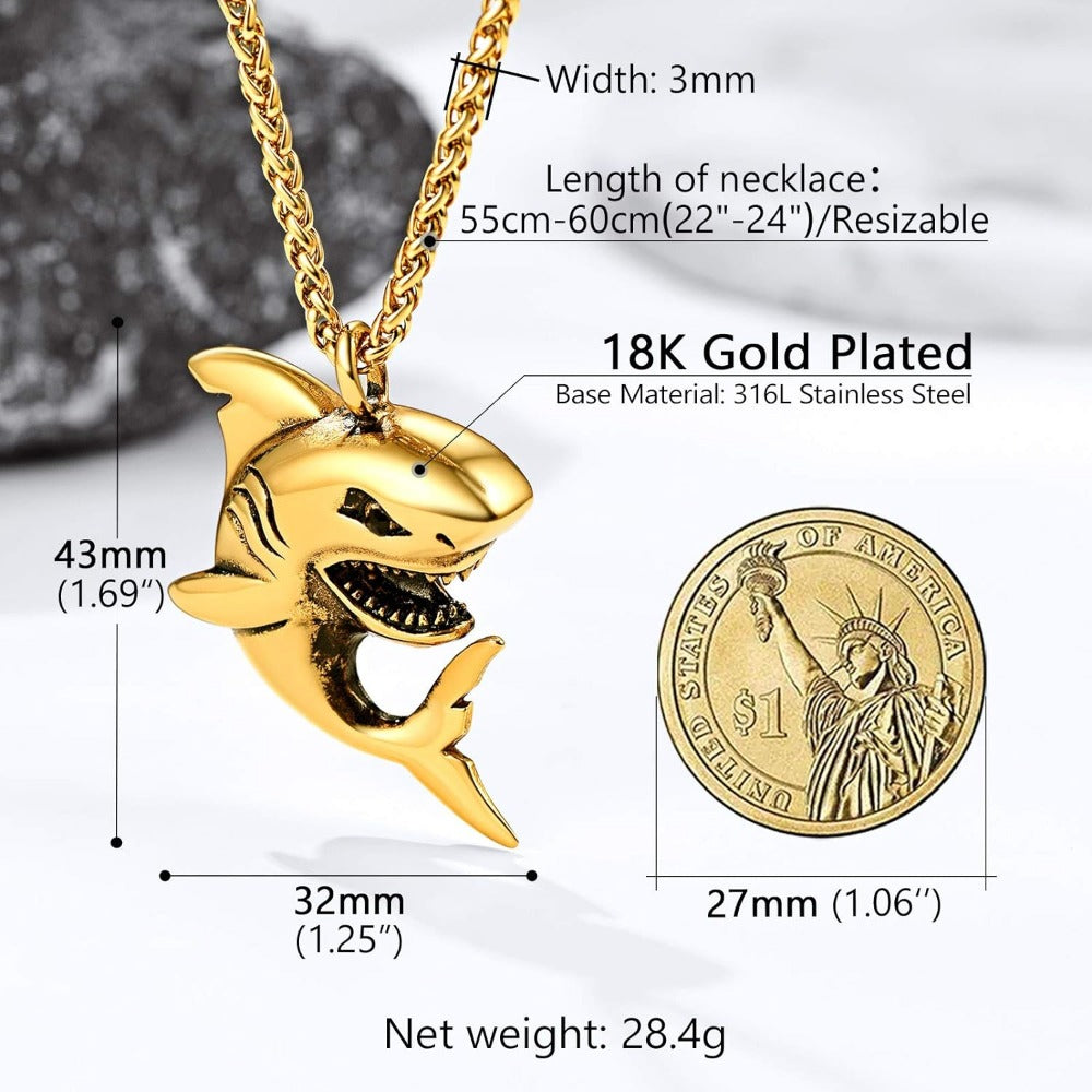 PROSTEEL Stainless Steel Animal Punk Rock Shark Adjustable Necklace for Men Women