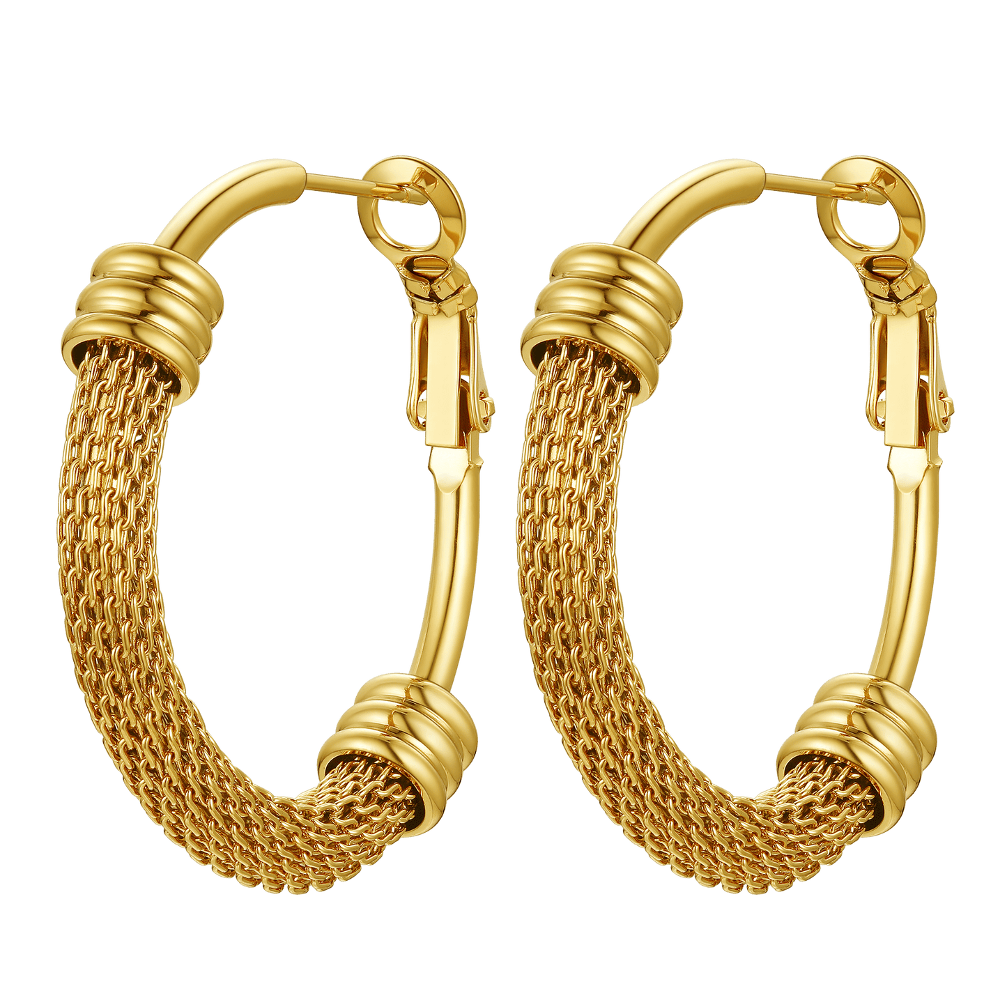 PROSTEEL Gold Plated Hoop Hinged Earrings for Women Hypoallergenic Stainless Steel