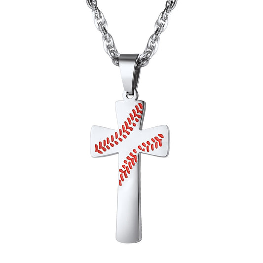 PROSTEEL Baseball Cross Engravable Stainless Steel Softball Pendant Necklaces Sports For Men