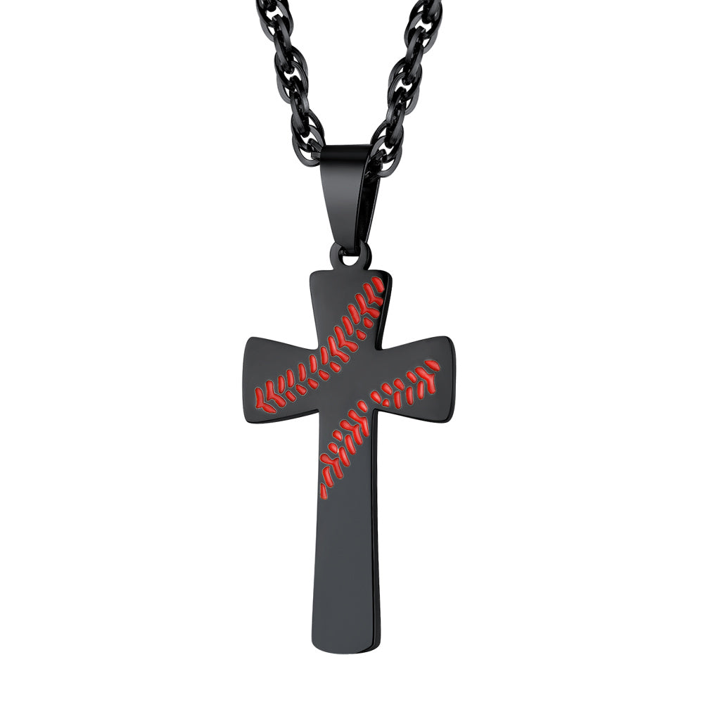 PROSTEEL Baseball Cross Engravable Stainless Steel Softball Pendant Necklaces Sports For Men