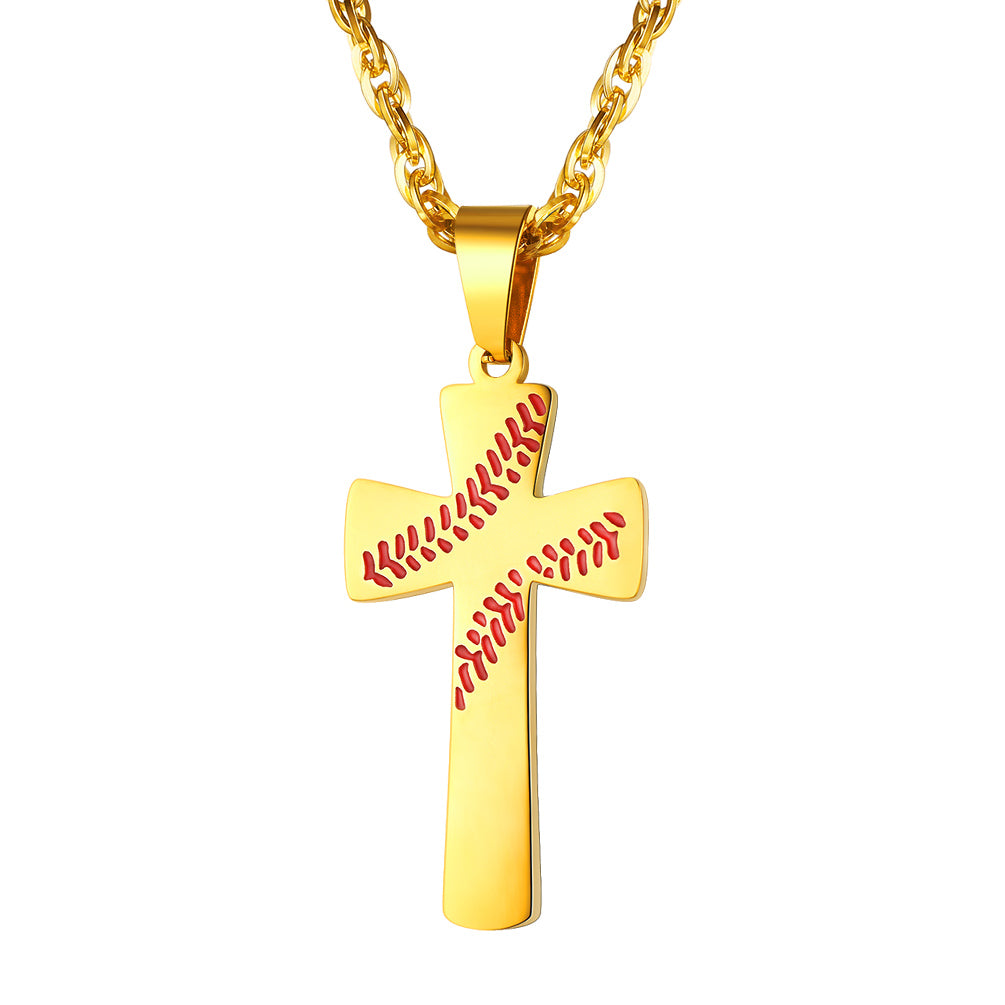 PROSTEEL Baseball Cross Engravable Stainless Steel Softball Pendant Necklaces Sports For Men
