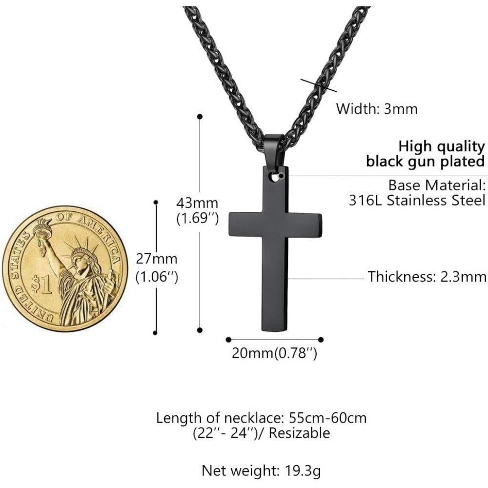 PROSTEEL 316L Stainless Steel Religious Cross Pendant Amulet Necklace for Men Women