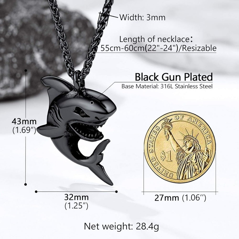 PROSTEEL Stainless Steel Animal Punk Rock Shark Adjustable Necklace for Men Women