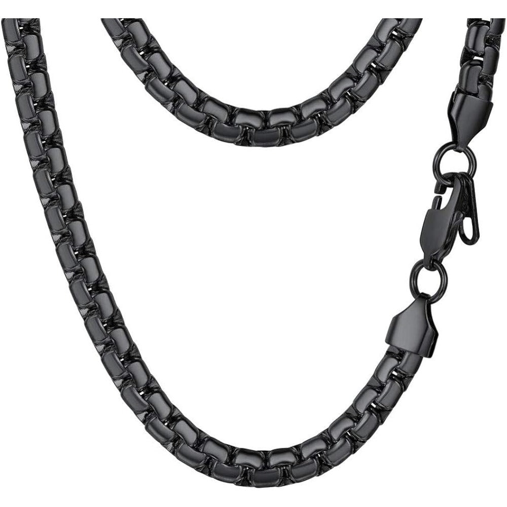 PROSTEEL Stainless Steel Silver/Gold/Black Tone, Nickel-Free, Hypoallergenic Flat Box Chain Necklace