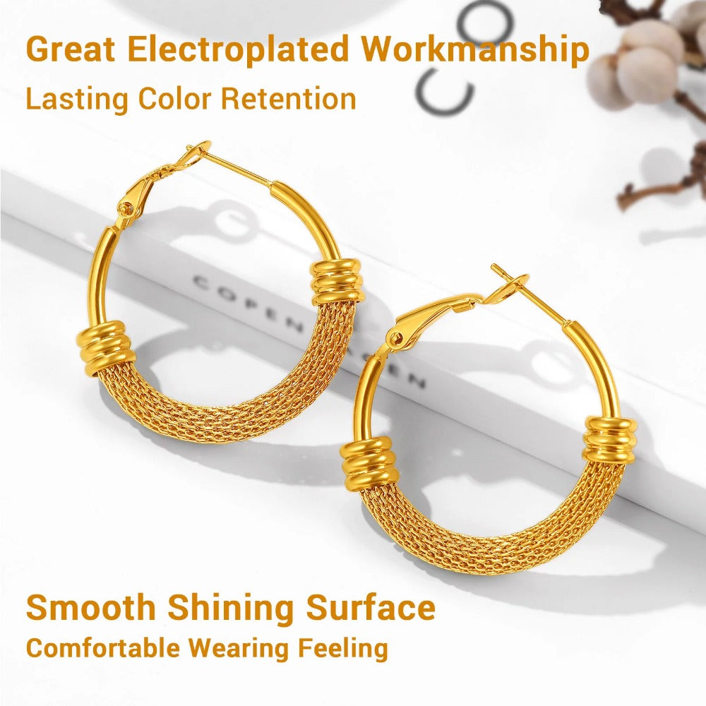 PROSTEEL Gold Plated Hoop Hinged Earrings for Women Hypoallergenic Stainless Steel