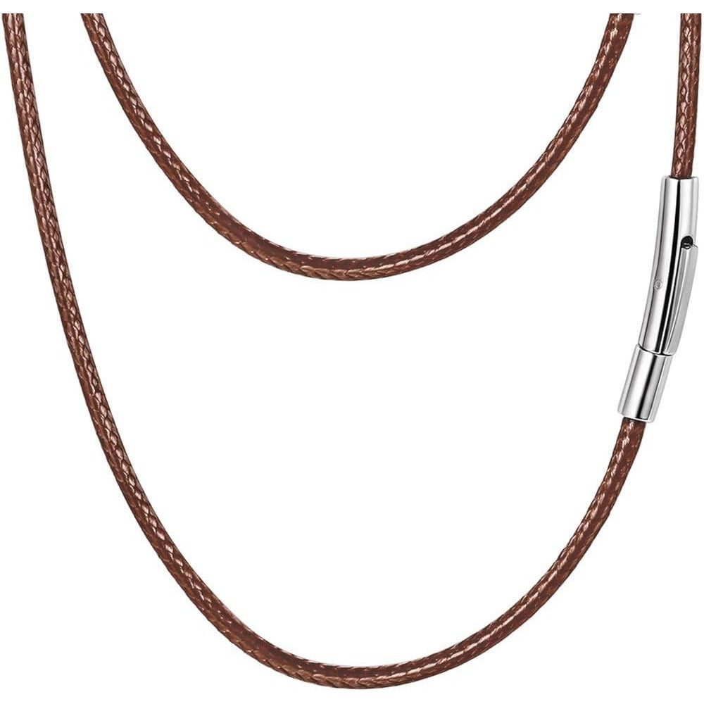 PROSTEEL Waxed Rope Chain Braided Leather Necklace Cord Stainless Steel Durable Clasp for Men Women