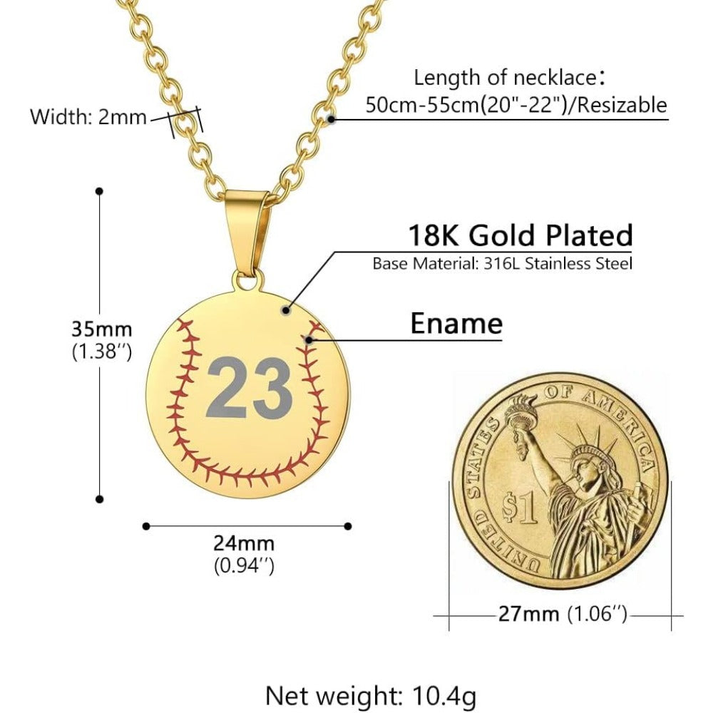 PROSTEEL Baseball Medal Sports Engravable Stainless Steel Softball Customized Pendant Necklaces For Men