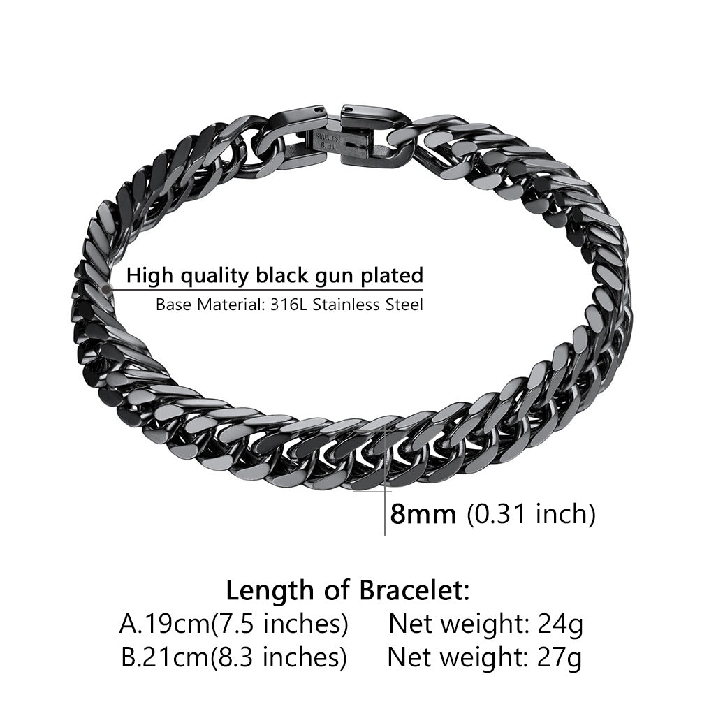 PROSTEEL Gold  Stainless Steel 8mm Franco Chain Hip-Pop Cuban Chain Bracelets for Men