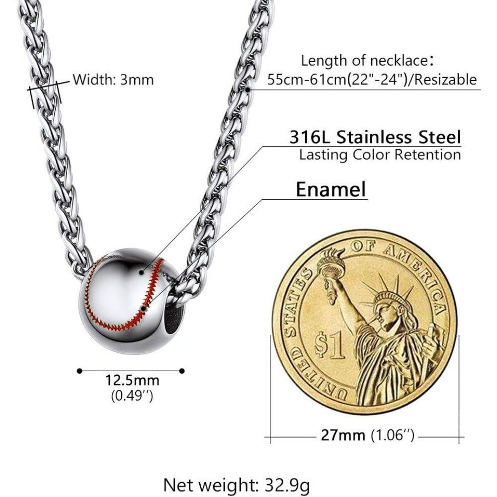 PROSTEEL Baseball Sports Stainless Steel Softball Pendant Necklaces For Men