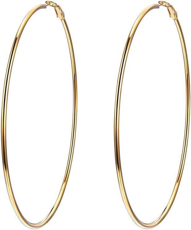 PROSTEEL Oversize Black/18K Gold Plated Hypoallergenic Stainless Steel Hoop Earrings for Women