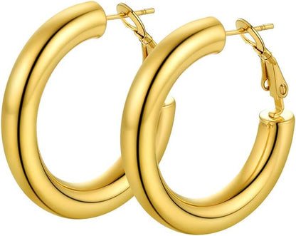 PROSTEEL Stainless Steel Black/Gold Plated Chunky Hoop Earrings For Women