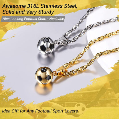 PROSTEEL Sports 3D Soccer Football Lucky Charm Pendant  Necklace