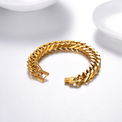 PROSTEEL Gold  Stainless Steel 8mm Franco Chain Hip-Pop Cuban Chain Bracelets for Men